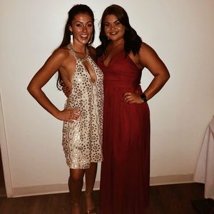 High Neck cream and gold mini dress